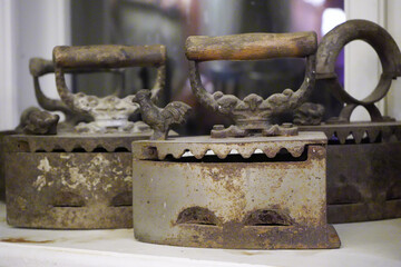iron. old vintage irons. product photo.