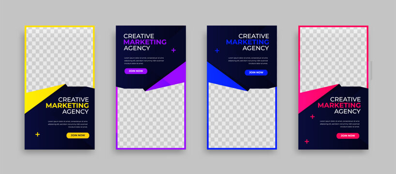 Marketing agency Editable minimal square banner template with geometric shapes for social media post, story and web internet ads. Vector illustration