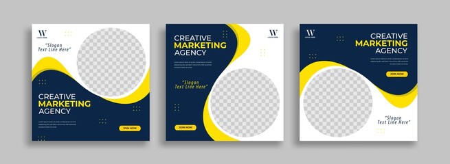 Marketing agency Editable minimal square banner template with geometric shapes for social media post, story and web internet ads. Vector illustration