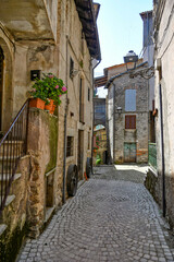 Carpineto Romano, Italy, July 24, 2021. A street in the historic center of a medieval town in the Lazio region.