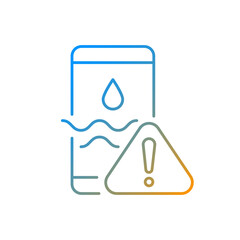 Water damage gradient linear vector icon. Fix liquid damaged mobile phone. Drop smartphone into water. Thin line color symbols. Modern style pictogram. Vector isolated outline drawing