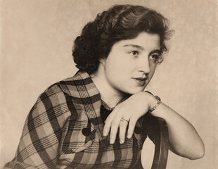 USSR - CIRCA 1956: Studio Portrait of a Beautiful Woman, circa 1956