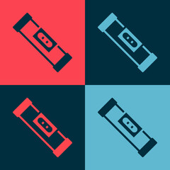 Pop art Construction bubble level icon isolated on color background. Waterpas, measuring instrument, measuring equipment. Vector