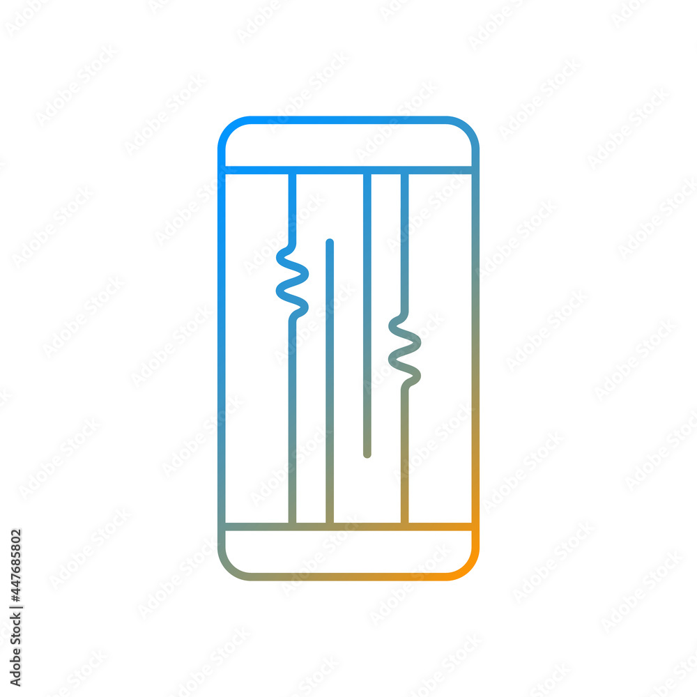 Poster display or lcd issues gradient linear vector icon. cracked screen problem. touchscreen is flickering