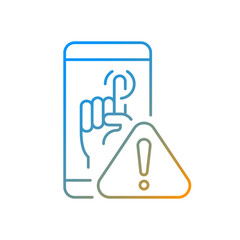 Touch display not working gradient linear vector icon. Touchscreen and buttons unresponsive issues. Thin line color symbols. Modern style pictogram. Vector isolated outline drawing