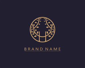 logo initials letter H. logo of nature. elegant and luxurious gold texture. Design combination of letter H and nature tree. for the company's business brand. modern, simple and unique logo template.