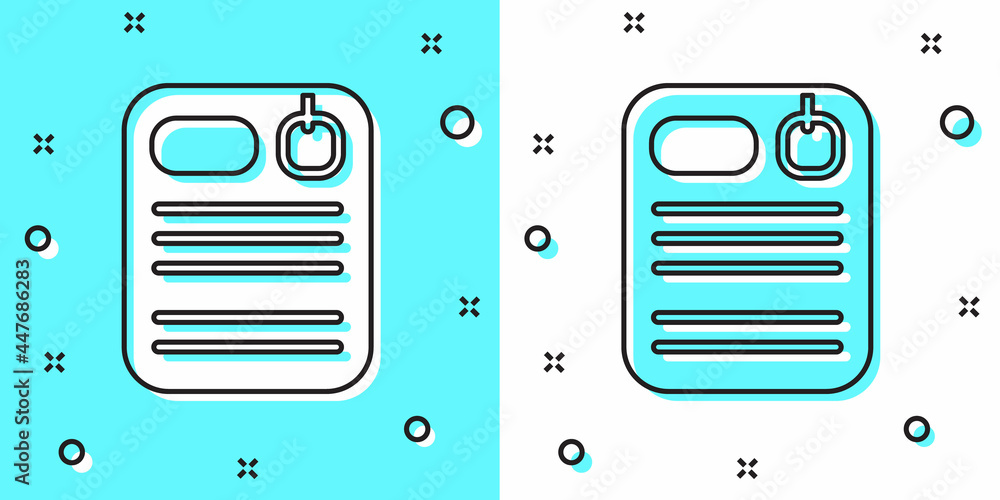 Aufkleber black line dossier folder icon isolated on green and white background. random dynamic shapes. vector
