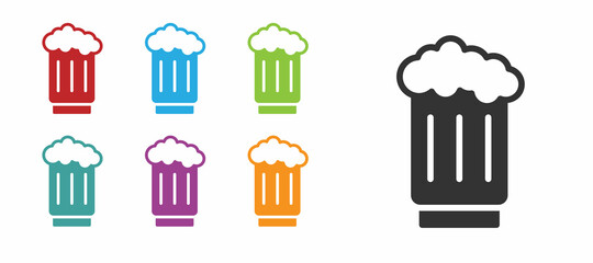 Black Wooden beer mug icon isolated on white background. Set icons colorful. Vector