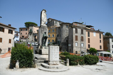 Ceccano, Italy, July 24, 2021. A street in the historic center of a medieval town in the Lazio region.