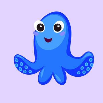 blue cute octopus. vector. can be used to design websites, blogs, as well as to print on clothes, notebooks