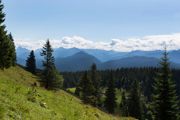 Panorama view at Jochberg mountain in Bavaria, Germany