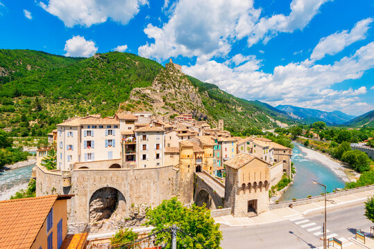 View on the Old Town and Citadel of Entrevaux in Southern France
