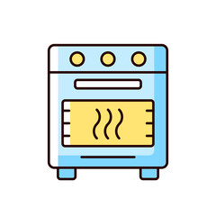 Bake in oven RGB color icon. Domestic cooker. Roasting meal in household stove. Cooking instruction. Food preparation process. Isolated vector illustration. Simple filled line drawing