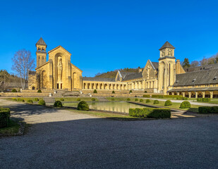 Fototapeta premium Trappist Cistercian Orval Abbey or Abbaye Notre-Dame d'Orval, Trappist beer, Villers-devant-Orval, Luxembourg, Belgium