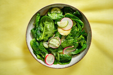 fresh spinach salad, top view