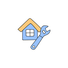 Fototapeta na wymiar house repair icon, House repair icon in color icon, isolated on white background 