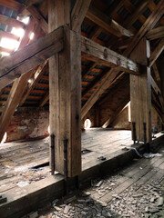Fototapeta na wymiar the attic of an abandoned building