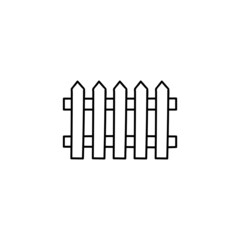 Home fence icon  in flat black line style, isolated on white background 