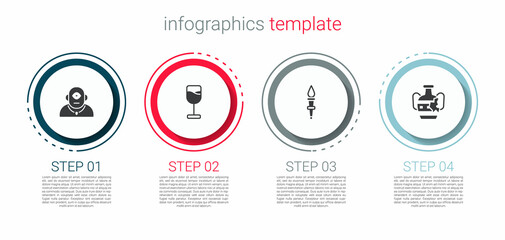 Set Cyclops, Wine glass, Torch flame and Broken amphorae. Business infographic template. Vector