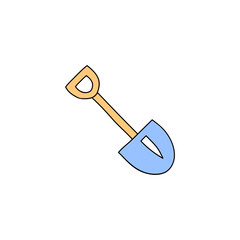 digging farm, gardening shovel icon in color icon, isolated on white background 