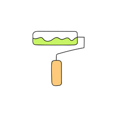 Color painter roller icon in color icon, isolated on white background 