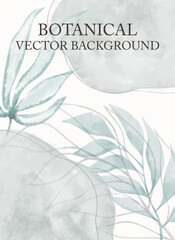 abstract soft botanical watercolor background for posters or cards, vector illustration