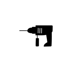 drill tool icon in solid black flat shape glyph icon, isolated on white background 