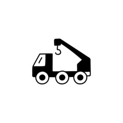 Fototapeta na wymiar crane machinery icon in solid black flat shape glyph icon, isolated on white background 