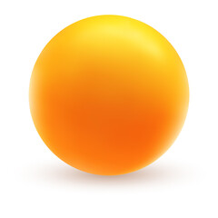 Orange ball isolated on white background. Plastic toy in realistic style. Vector illustration.