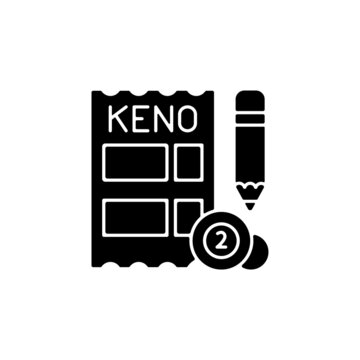 Keno Black Glyph Icon. Gambling Draw-style Game. Matching Numbers On Keno Ticket. Random Number Generation. Receive Cash Prizes. Silhouette Symbol On White Space. Vector Isolated Illustration