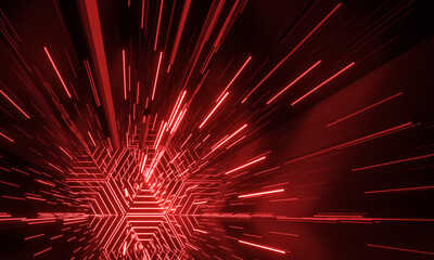 Neon glowing sci-fi futuristic background. 3d rendering