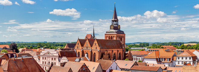 Old town of Güstrow with St. Mary's parish church (Germany) - panoramic view