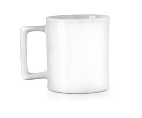 White ceramic mug. Isolated on white.
