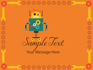 Kids Robot Illustration Vector Card Background