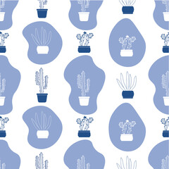 Vector seamless pattern with cactus and spot elements