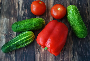 fresh vegetables on wooden table