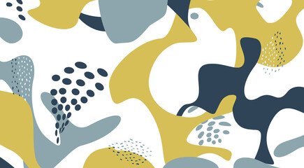 Abstract geometric pattern with droplets. Organic flowing forms drawn texture. Flourish orgnic abstract backdrop with chaotic dots, shapes. Hand drawn floral dotted background design