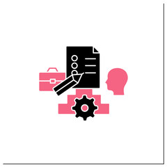 Setting group rules glyph icon. Communication reglament.Dispute resolution rules. Non toxic workplace. Conflict management.Filled flat sign. Isolated silhouette vector illustration