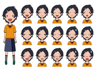 怒った表情の女の子の全身イラスト Anger Wall Mural Ang アオフジマキ