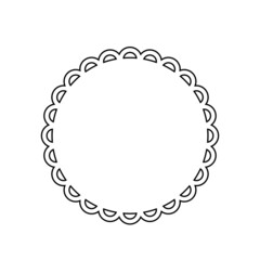Scalloped circle outline icon. Clipart image isolated on white background
