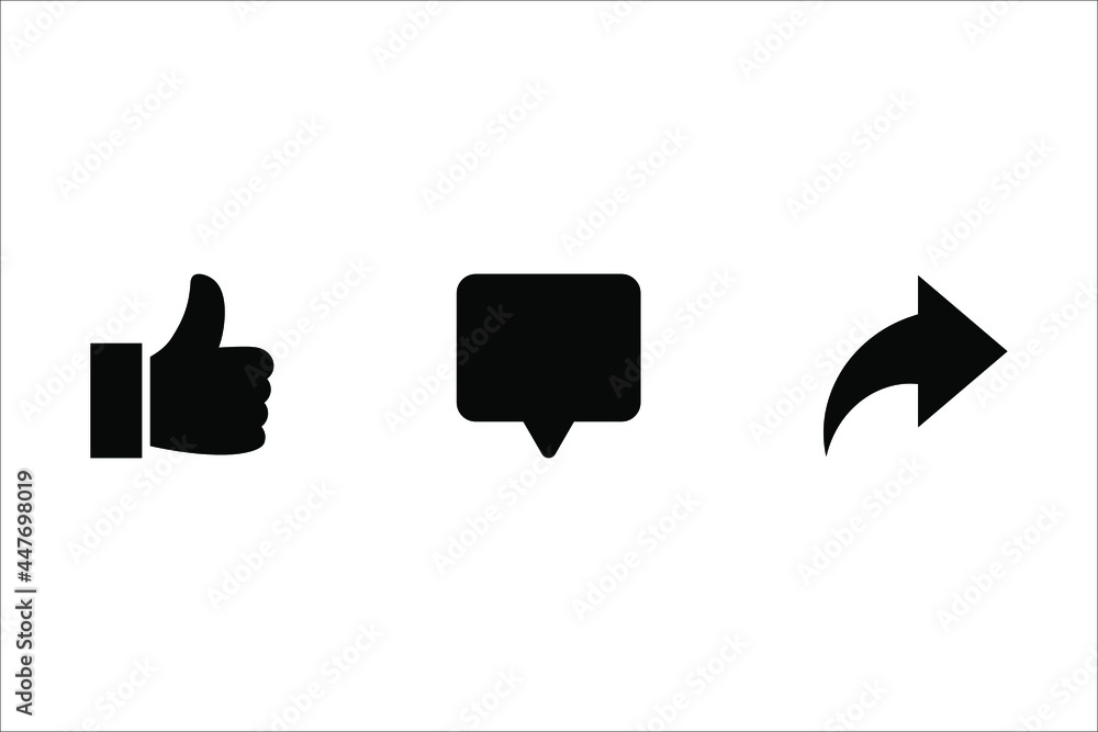 Poster abstract vector line icons design. like, comment and share icon set. social network signs on white b