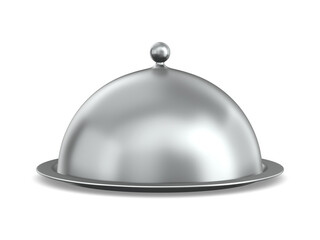 metallic cloche on white background. Isolated 3d illustration