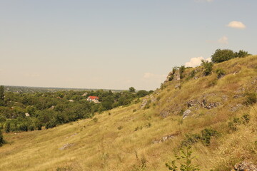 Landscapes summer in village next to lake