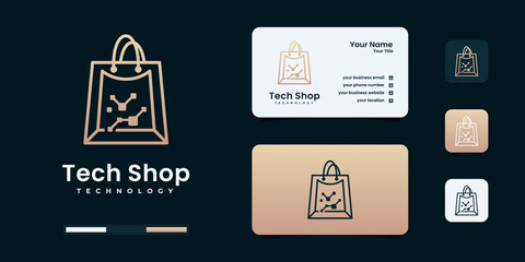 Creative technology shop logo design template.
