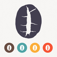 Coffee bean icon on dot pattern background