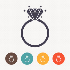 Diamond engagement ring icon on dot pattern background