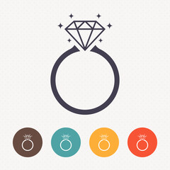 Diamond engagement ring icon on dot pattern background