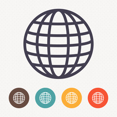 Globe earth icon on dot pattern background