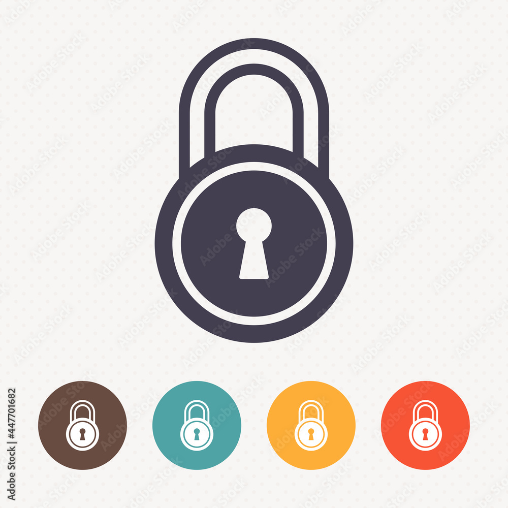Poster padlock icon on dot pattern background