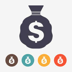 Money bag icon on dot pattern background